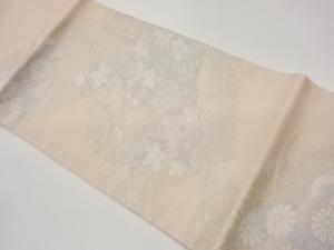 紗 桔梗に菊模様織出し名古屋帯